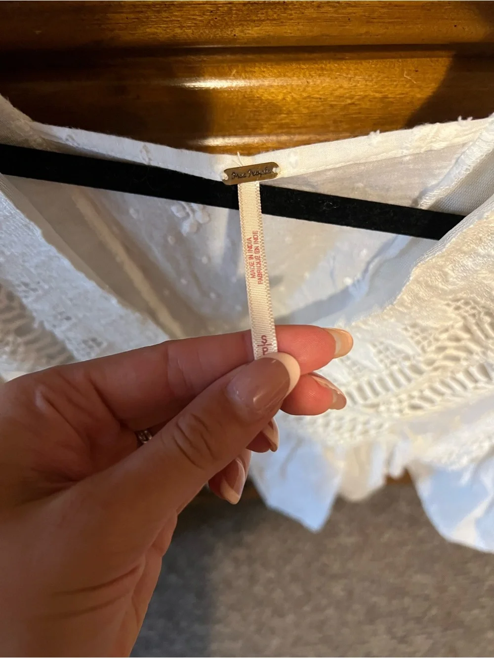 Free People White Lace-Trim V-Neck Women’s Top